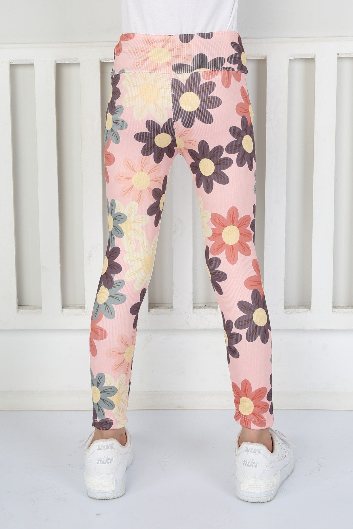 Şardonsuz Fitilli Kumaş Baskılı Kız Çocuk Günlük Tayt