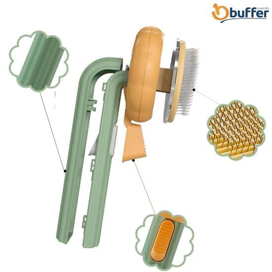 BUFFER Plastik Yeşil Evcil Hayvan Bakım Pet Fırçası Çok Amaçlı Pet Fırçası Yeşil
