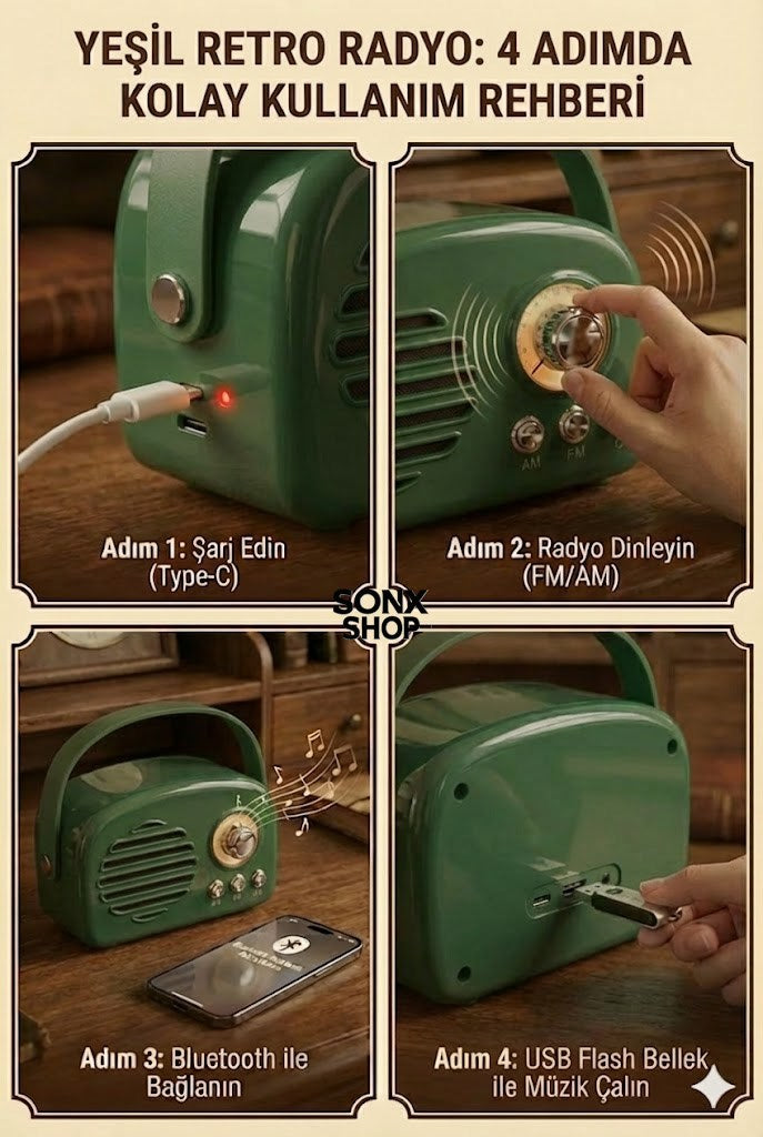 Nostaljik Retro Bluetooth Hoparlör