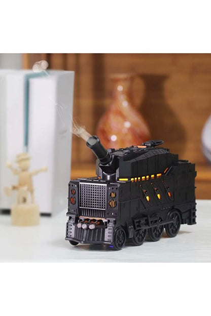 sonx Buhar Efektli Zırhlı Tren Tasarımlı Aromaterapi Hava Nemlendirici – LED Işıklı, Sessiz ve USB Şarjlı