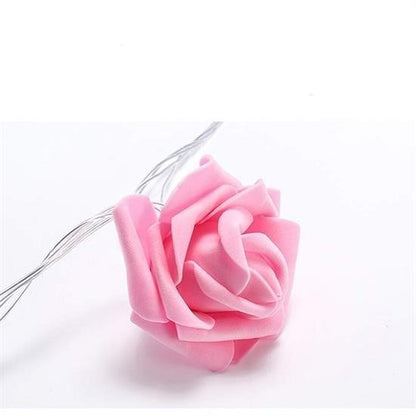 BUFFER® Yapay Gül Tasarımlı Dekoratif Led Işık Gül Detaylı Led Işık Pilli (20 Gül)