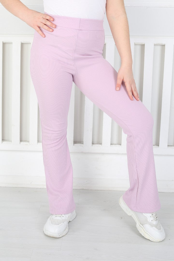 İspanyol Paça Birinci Kalite Fitilli Kumaş Lila Kız Çocuk Günlük Tayt