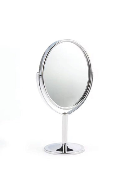 SONX Oval Masaüstü Ayaklı 360° Dönebilen, İşyeri, Seyahat İçin Mini Krom Ayna 15X25CM