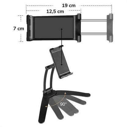 BUFFER® 360 Derece Dönebilen Mutfak Masaüstü Telefon Tablet Tutucu Ayarlanabilir Esnek Ayaklı Metal