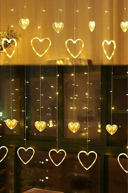 Asılabilir Sarkım Ledli Kalpli Modlu Dekoratif Ev Oda Bahçe Aydınlatma Sarkıtma Ledi