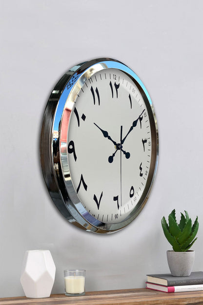 Zentime Arapça Rakamlı Krom 52 Cm Metal Duvar Saati