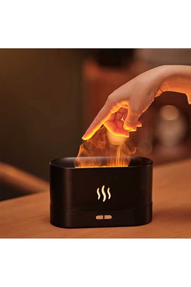 Alev Efektli Ultrasonik Hava Nemlendirici – Sessiz, Otomatik Kapanma, LED Işıklı Aroma Difüzör