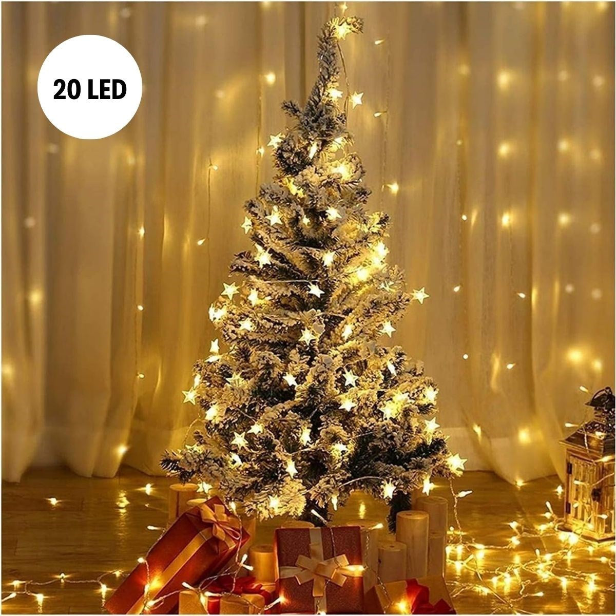 Yıldız Şekilli 3.5 Metre USB LED Işık – 20 Adet LED’li Dekoratif Ortam Aydınlatması