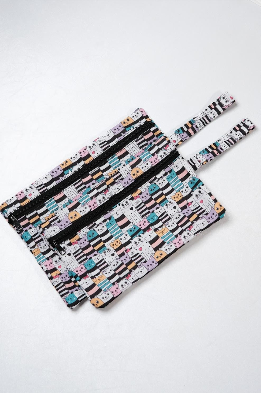 Islak/Kuru Kirli Temiz Kıyafet, Mayo, Bebek Çamaşır Çantası - Sıvı Geçirmez Kedili