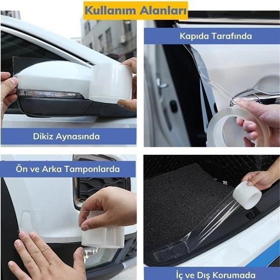 BUFFER® Şeffaf Su Geçirmeyen  Dayanıklı Kolay Yapışan Çizilmeye Dayanıklı Oto Darbe Koruyucu Bant