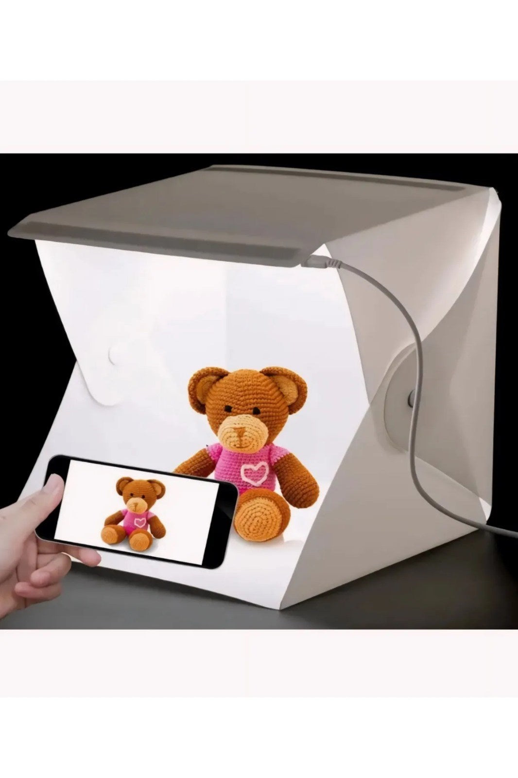 SONX Mini Stüdyo Led Işıklı 40x40 Cm Taşıma Çantalı Ürün Fotoğraf Çekim Çadırı Pratik Katlanabilir