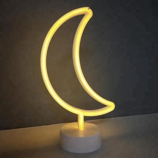 BUFFER® Dekoratif Pilli Ay Tasarımlı 3D Neon Led Masa Ve Gece Lambası