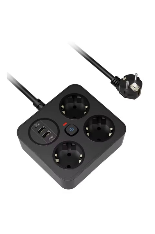 Aşırı Yük Koruyucu Avrupa Soket Kartı Tip-C Usb 2 m Uzatma Kablosu  Emniyet Anahtarı ile