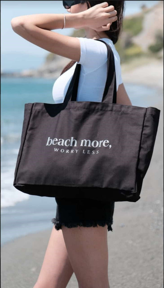 Kanvas Plaj Çantası, Omuz Çanta Siyah