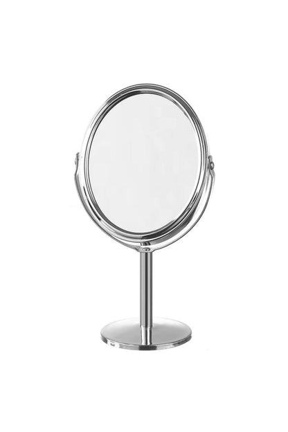 sonx Oval Masaüstü Ayaklı 360° Dönebilen çift taraflı büyüteçli krom ayna 18X10cm