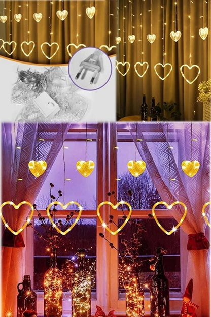 Asılabilir Sarkım Ledli Kalpli Modlu Dekoratif Ev Oda Bahçe Aydınlatma Sarkıtma Ledi