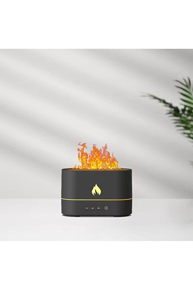 Alev Efektli Ultrasonik Hava Nemlendirici – Sessiz, Otomatik Kapanma, LED Işıklı Aroma Difüzör