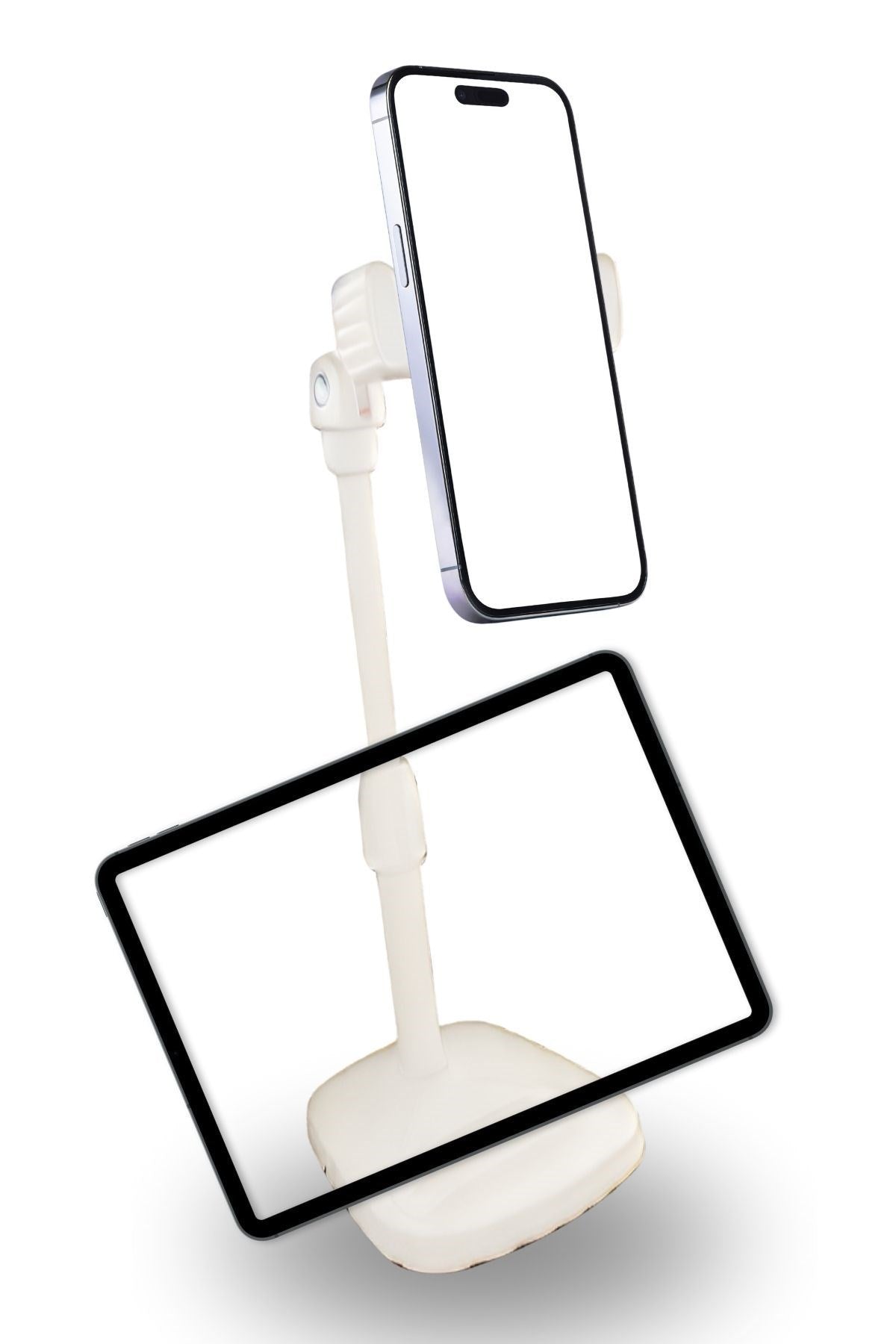 BUFFER® Masa Üstü Tablet ve Telefon Tutucu Plastik Aparat Beyaz Telefon Standı