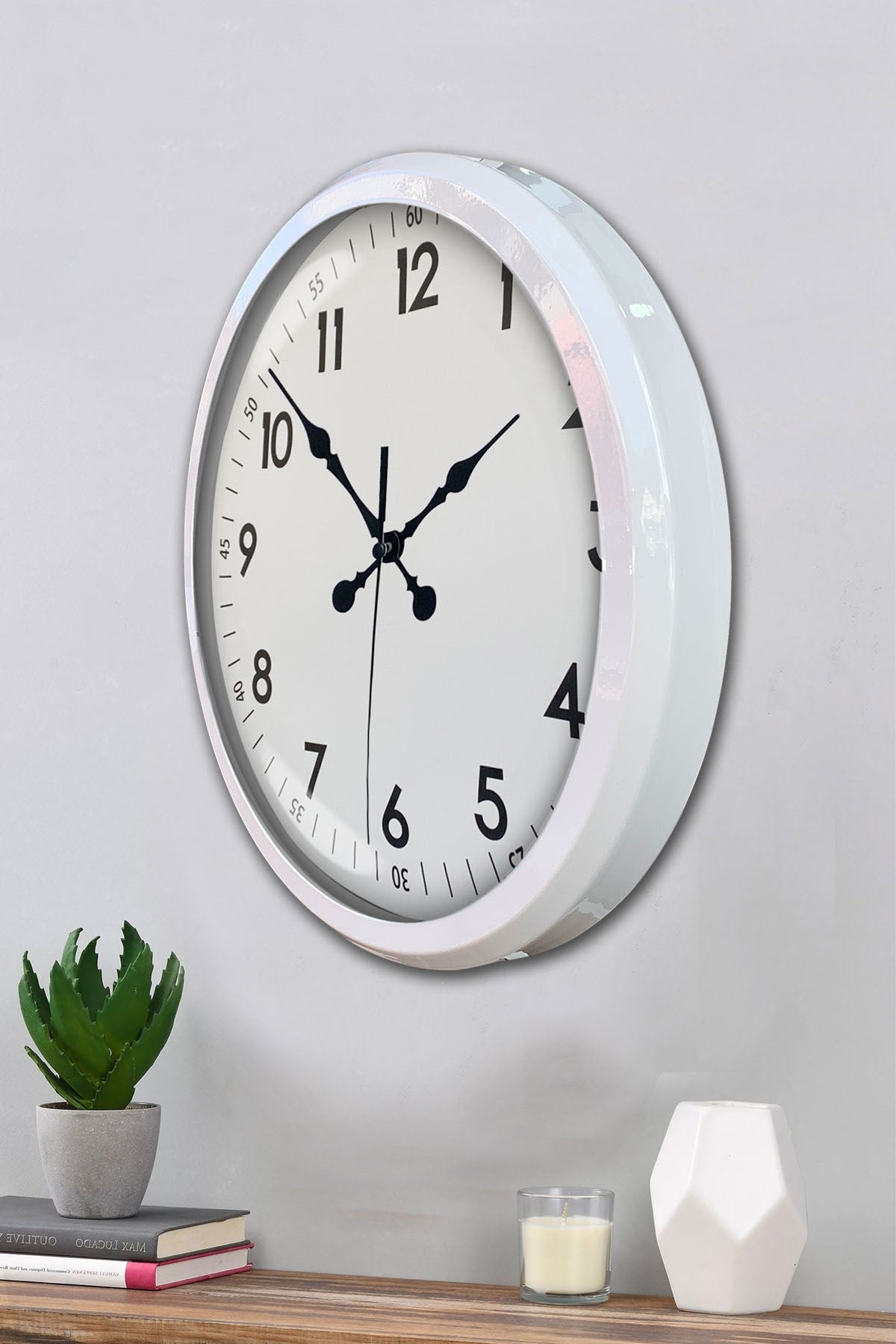 Zentime White Classic 52 Cm Metal Dekoratif Stil Duvar Saati
