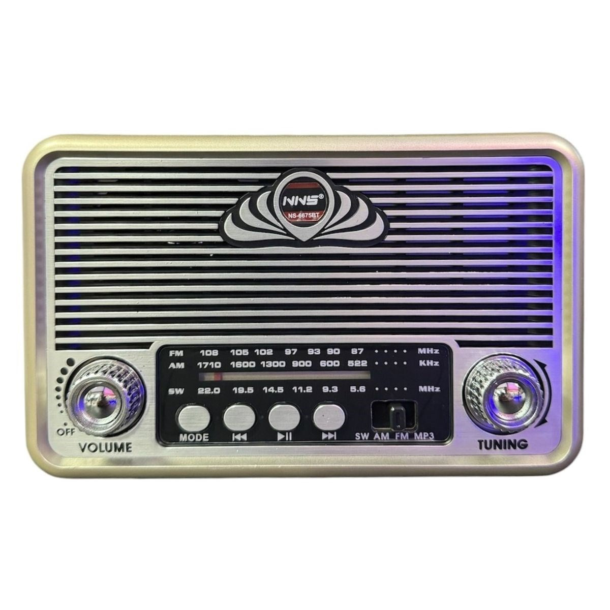 BUFFER® Küçük Boy Retro, Nostaljik, Ahşap Tasarım Bluetooth Hoparlörlü, Şarjlı, Taşınabilir Yanı LED Işıklı FM/AM Destekli Radyo NS6675