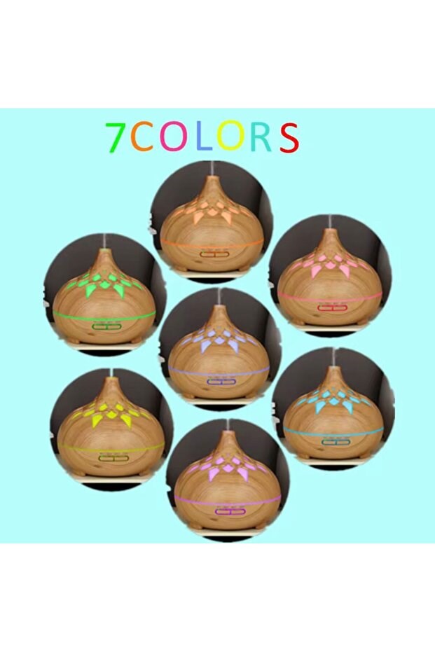 sonx Aroma Difüzör Gece Işığı 7 Led DESENLİ Nemlendirici Kumandalı Buhar Makinesi 550 ml