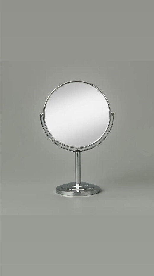 SONX Masaüstü Ayaklı 360° Dönebilen Ev, Ofis, İşyeri, Seyahat İçin Mini Krom büyüteçli ayna 21x15
