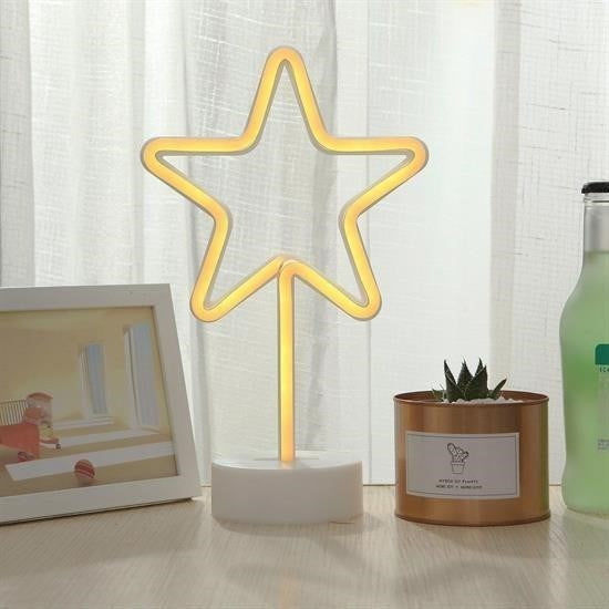 BUFFER® Yıldız Tasarımlı Neon Led Masa Ve Gece Lambası Dekoratif Işık