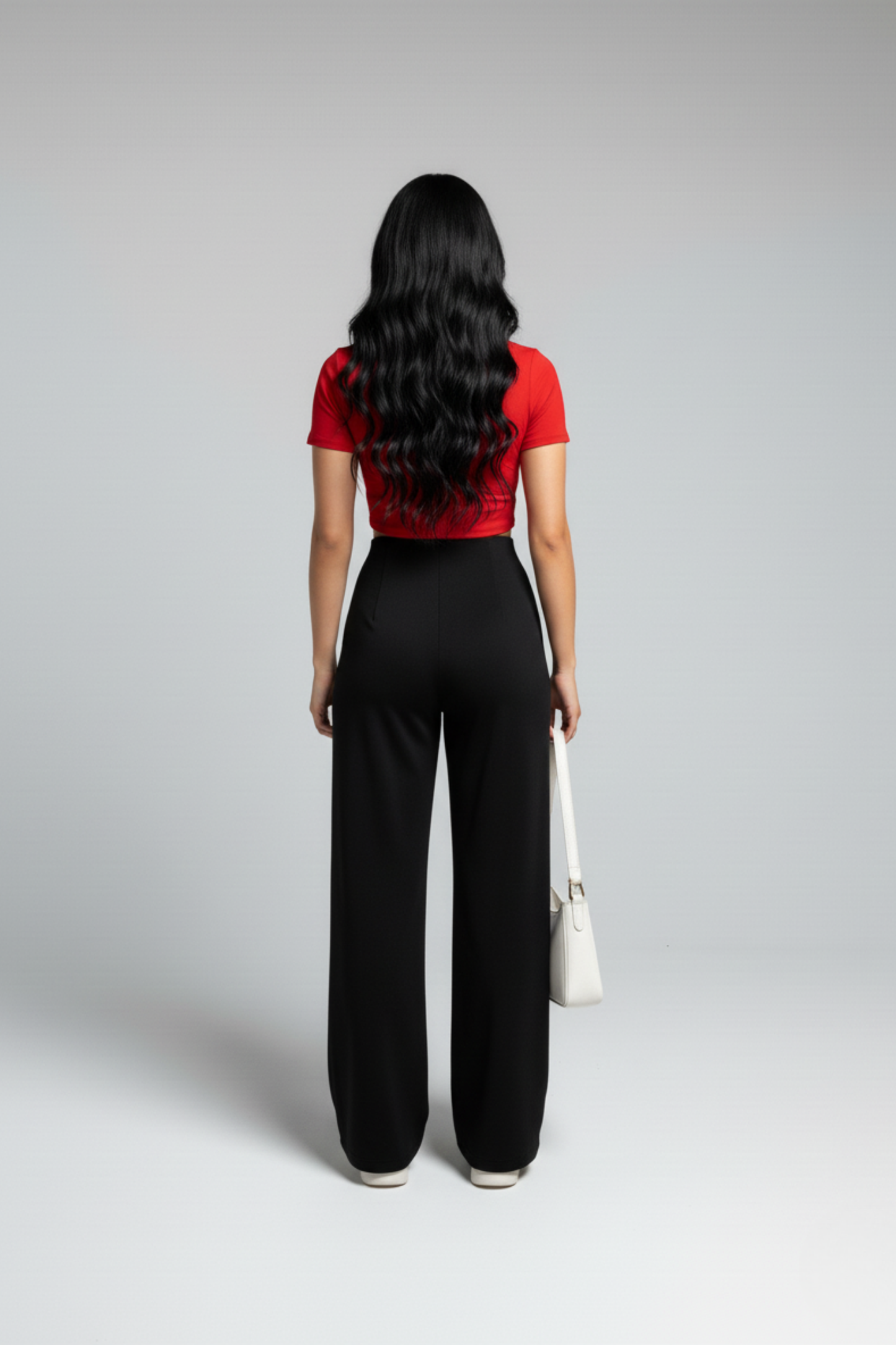 Kadın Yüksek Bel Pensli Bol Paça Krep Palazzo Pantolon – Siyah