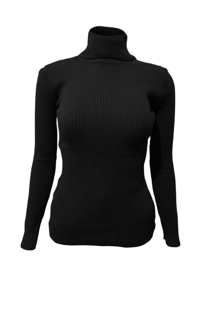 Kadın Siyah Boğazlı Triko Kazak