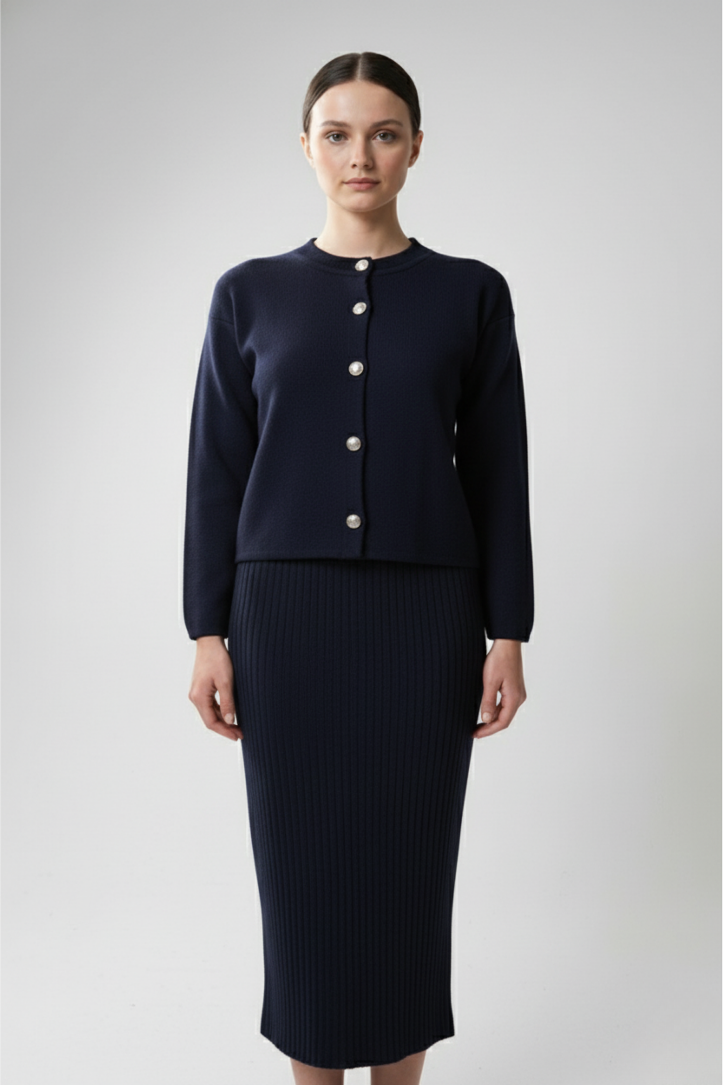 Kadın Hırka Elbise İkili Takım - Lacivert