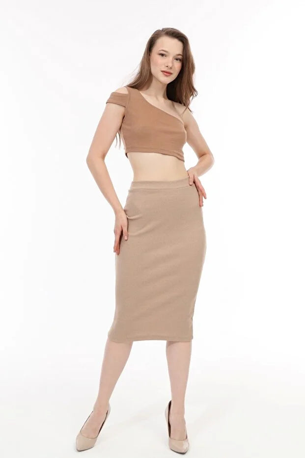 Kadın Taş Renk Kaşkorse Kalem Etek