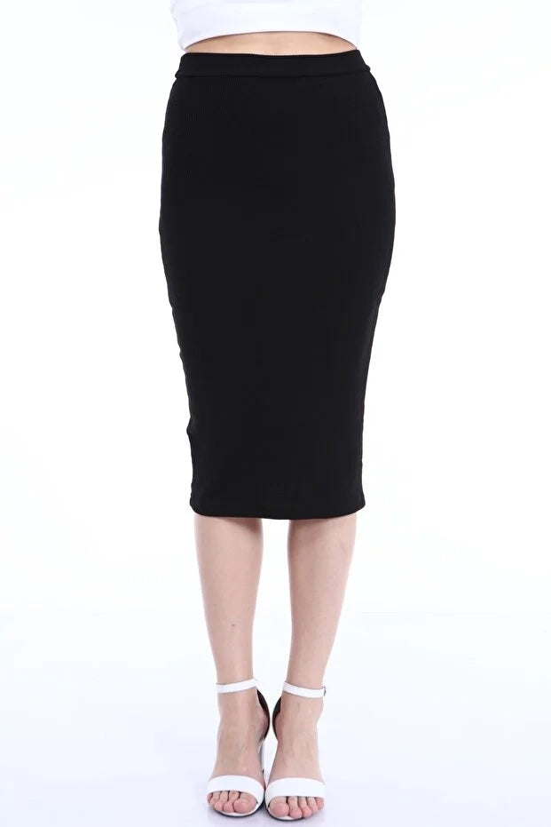 Kadın Siyah Kaşkorse Kalem Etek