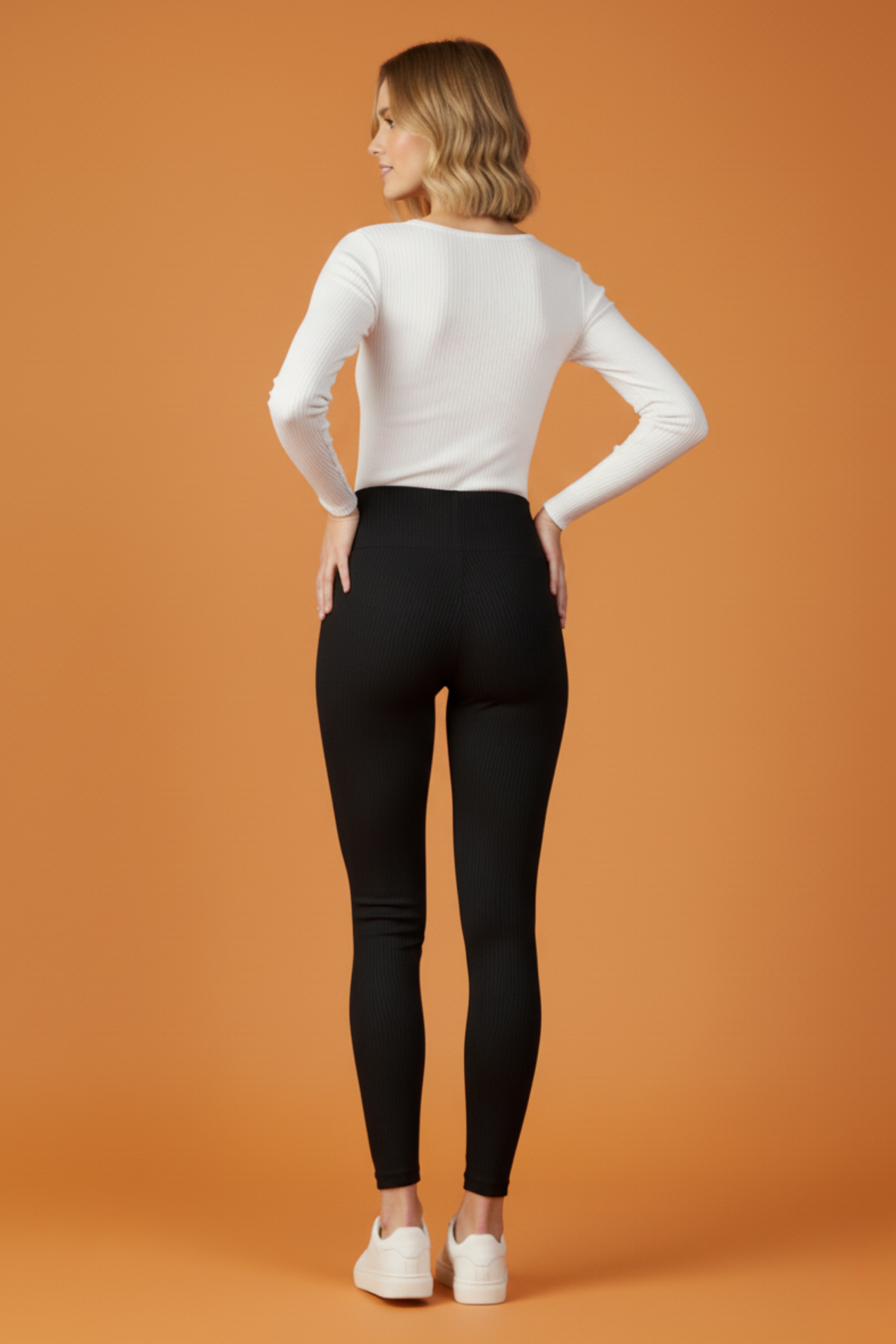 Kadın Fitilli Siyah Tayt