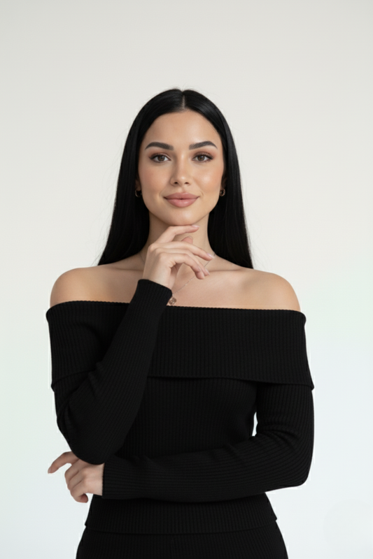 Kadın Madonna Yaka Siyah Alt Üst Takım