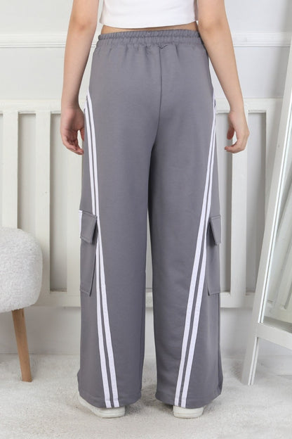 Kargo Cepli Bol Paça Kız Çocuk Eşofman Altı