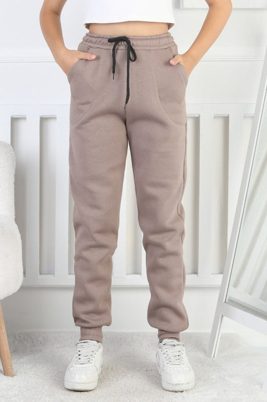 Şardonlu 3 İplik Düz Kız Çocuk Eşofman Altı