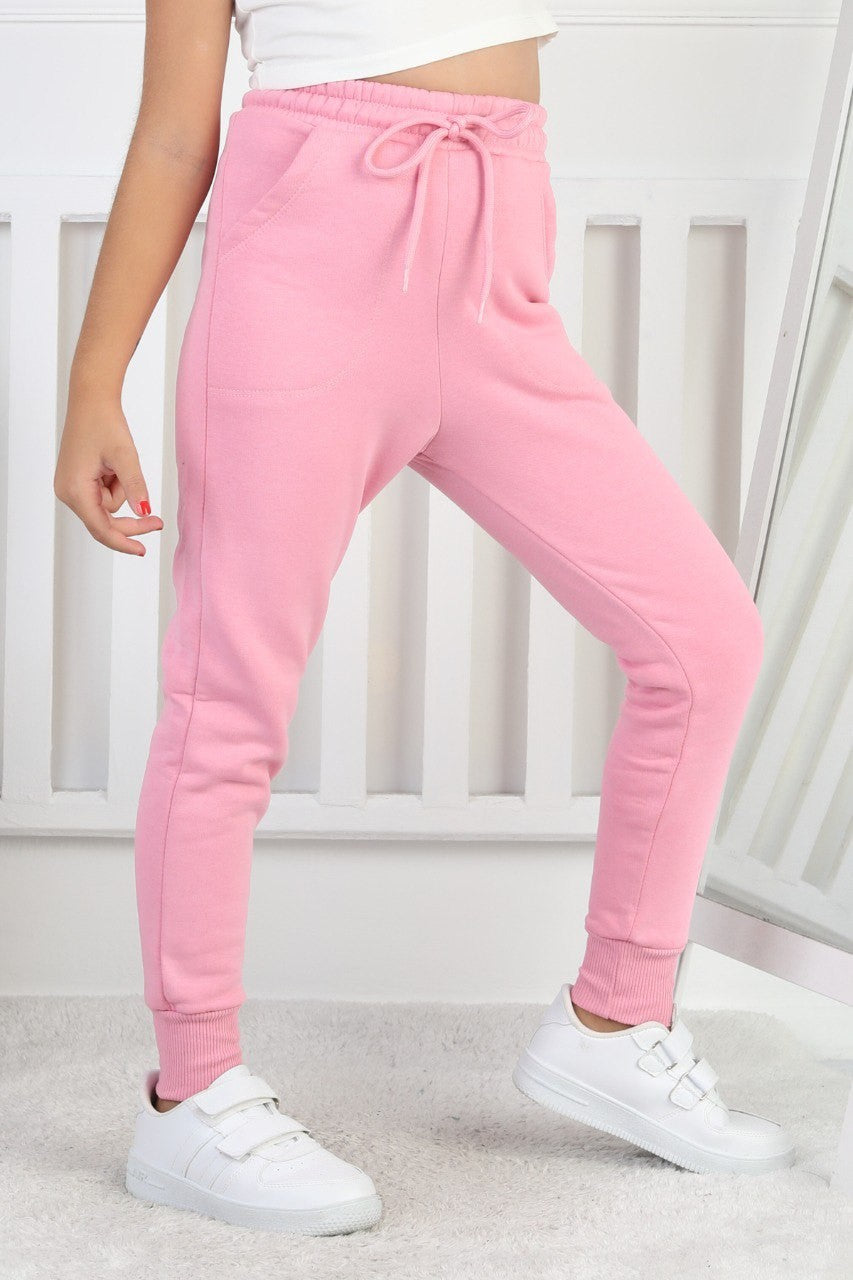 Şardonlu 3 İplik Düz Kız Çocuk Eşofman Altı