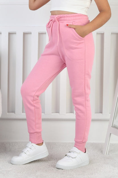 Şardonlu 3 İplik Düz Kız Çocuk Eşofman Altı