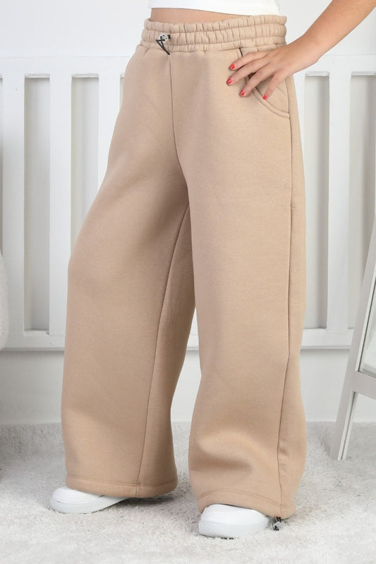 Şardonlu 3 İplik Paça Sıkmalı Kız Çocuk Eşofman Altı