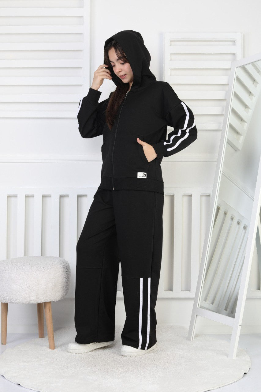 İki İplik Çizgili Kız Çocuk Takım