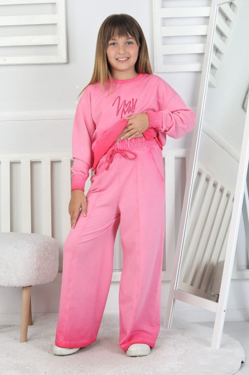 İki İplik Yıkamalı Baskılı Kız Çocuk Takım