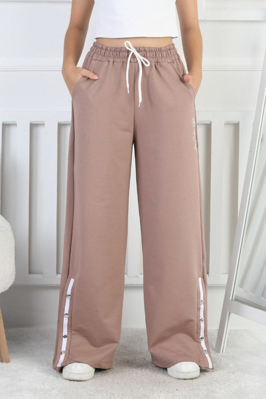 İki İplik Çıtçıtlı Bol Paça Kız Çocuk Eşofman Altı