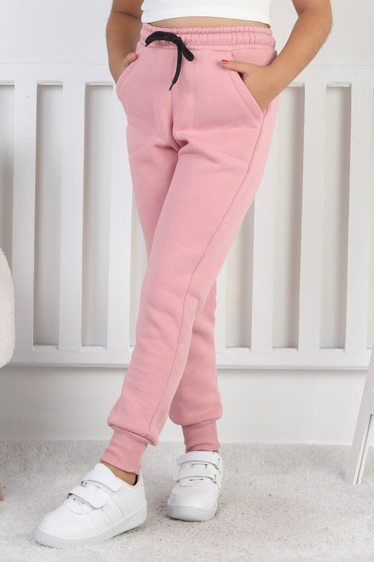 Şardonlu 3 İplik Düz Kız Çocuk Eşofman Altı