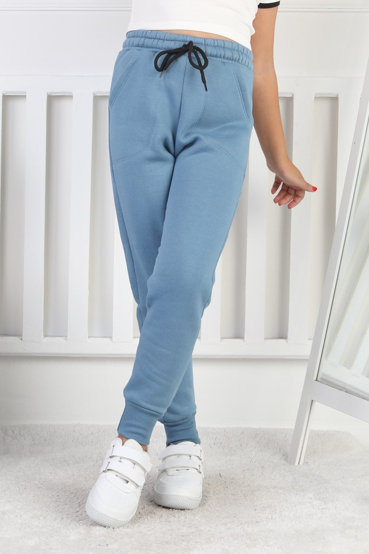 Şardonlu 3 İplik Düz Kız Çocuk Eşofman Altı