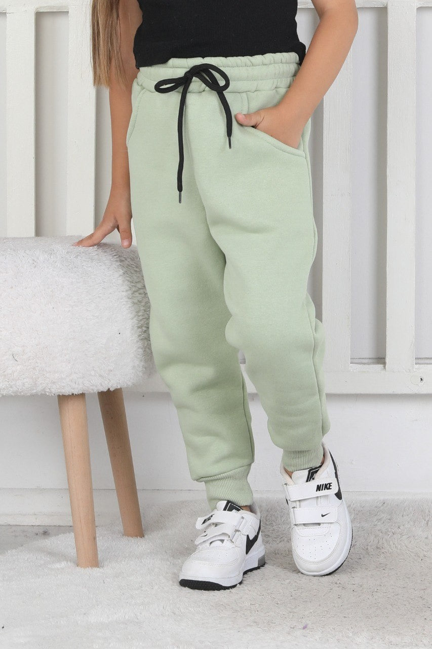 Şardonlu 3 İplik Düz Kız Çocuk Eşofman Altı