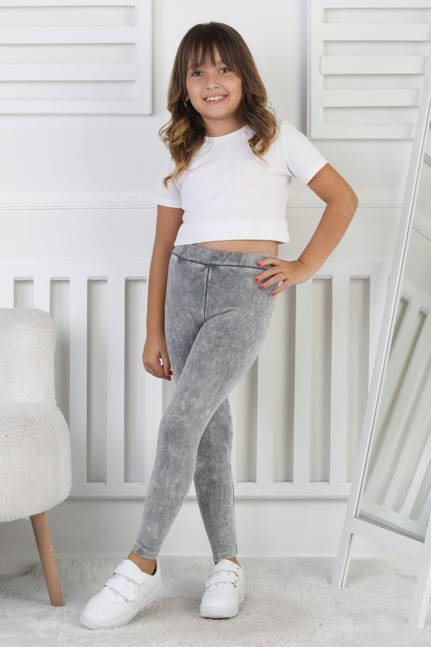 Yıkamalı Şardonlu Kız Çocuk Tayt