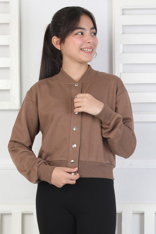 İki İplik Düz Düğmeli Kız Çocuk Ceket