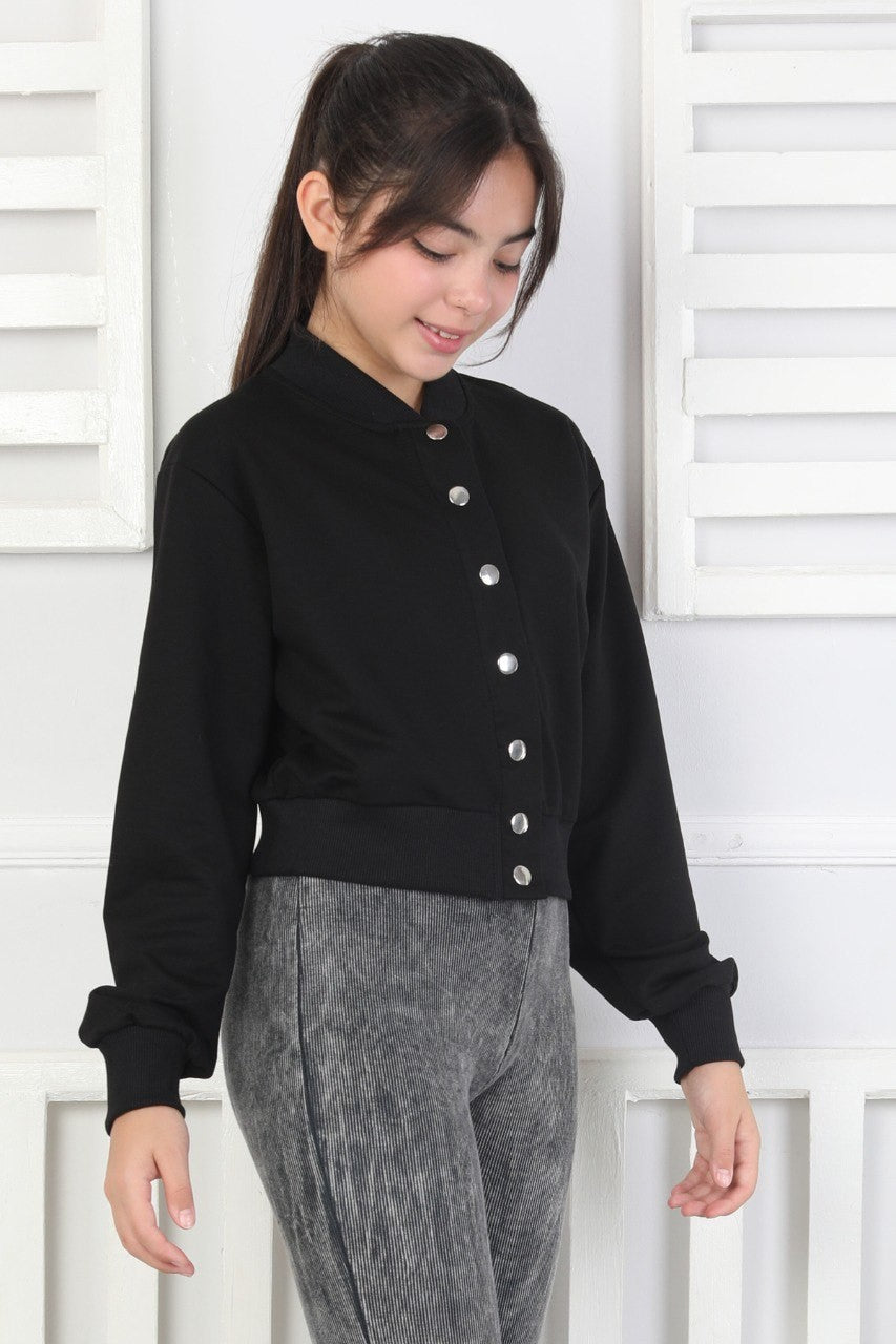 İki İplik Düz Düğmeli Kız Çocuk Ceket