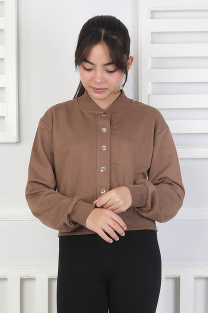 İki İplik Düz Düğmeli Kız Çocuk Ceket