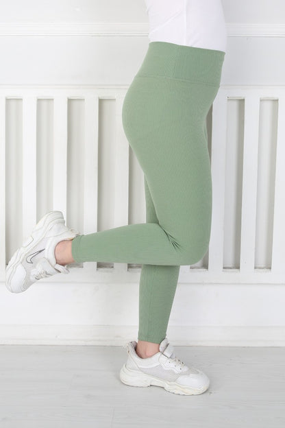 Dar Paça Birinci Kalite Fitilli Kumaş Yeşil Tayt